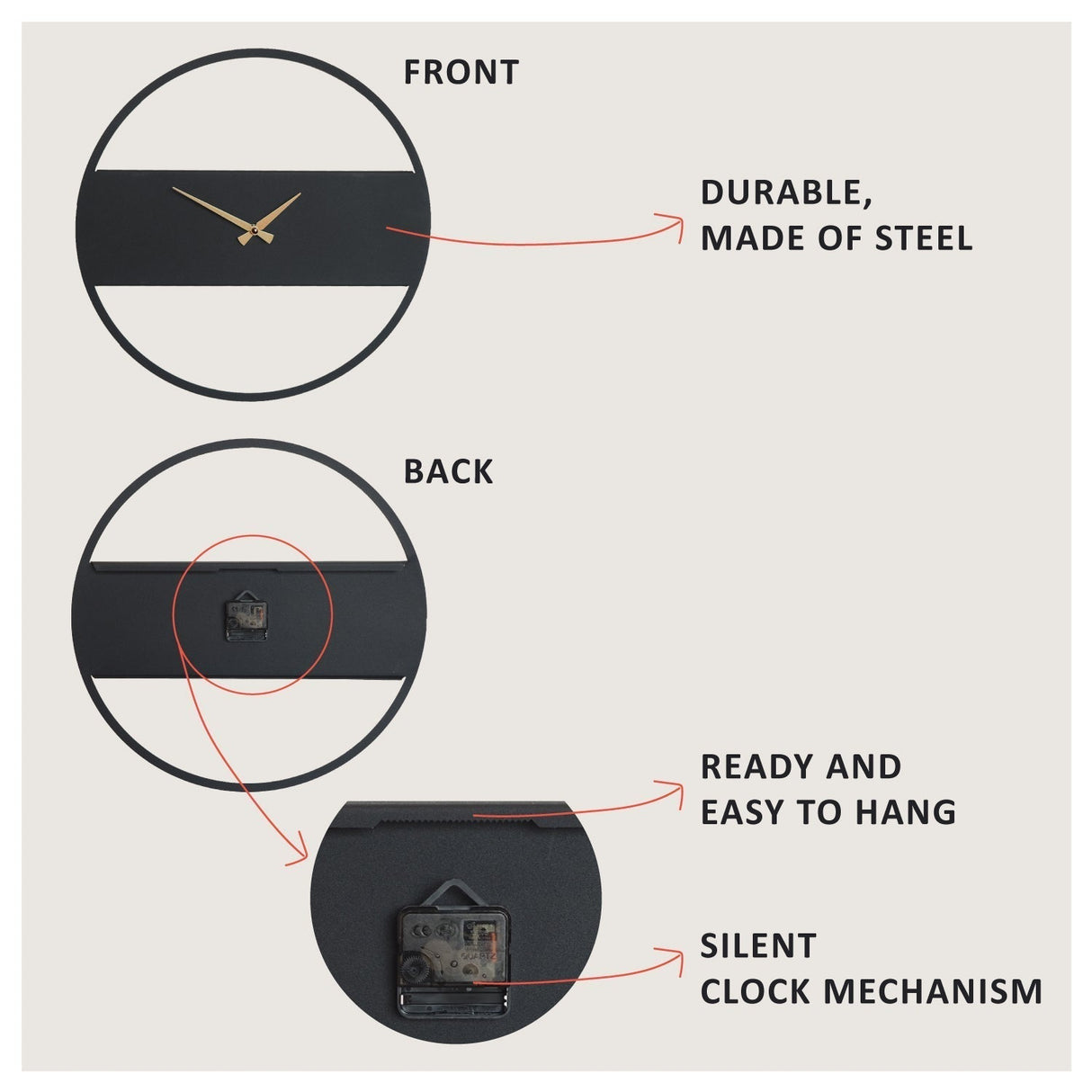 Stripe Metal Wall Clock - APS103