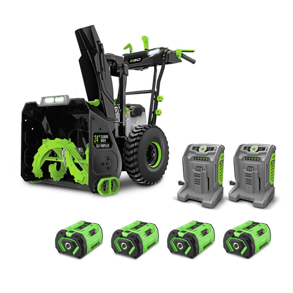 EGO POWER+ Snow Blower 24″ Self Propelled 2 Stage with Four 10 Ah Batteries